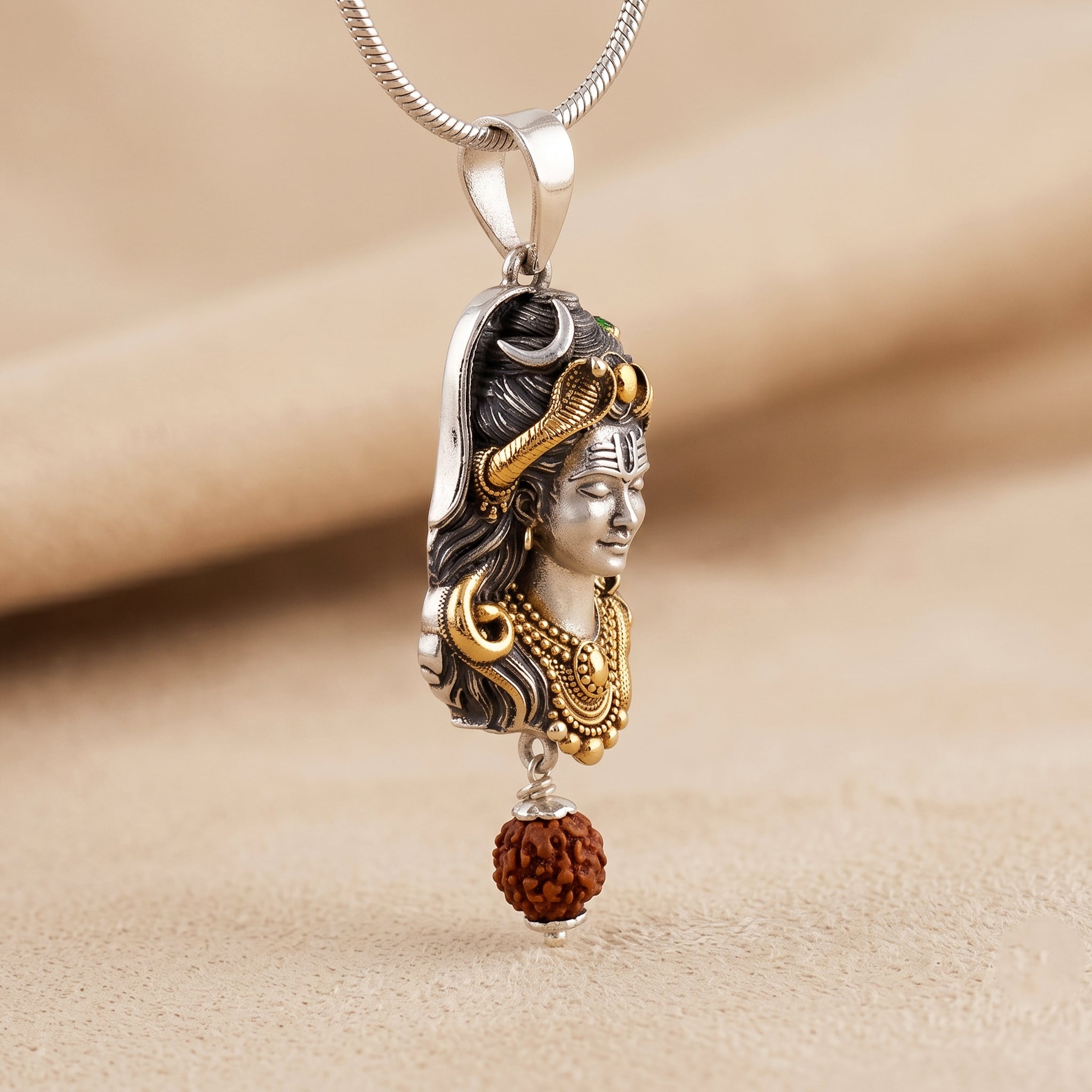 Shiv Krishna Conjoint Face 925 Silver Pendant | Gold Touch-Up & Enamel Work